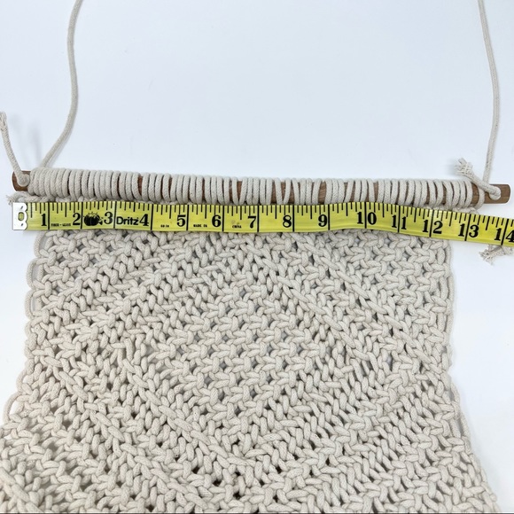 Macrame Wall Hanging Art Woven Boho Geometric Home Decor Tan Cream - Picture 6 of 9